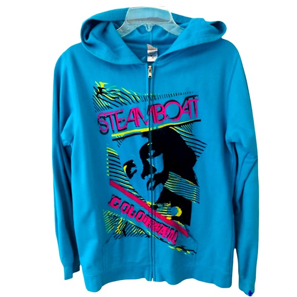 EUC Steamboat Springs Colorado Turquoise Full Zip Hoodie - Picture 1 of 10